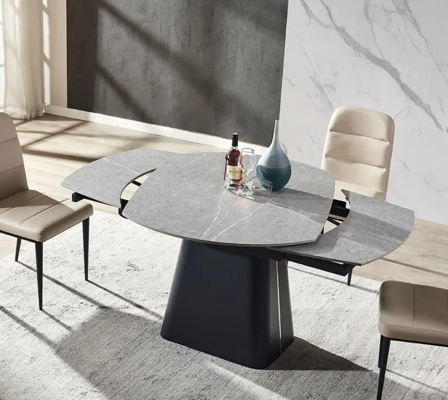 Eettafel Rick uitschuiftafel 160 x 90 (+2 x 40 cm) Deckstone zwart marmer
