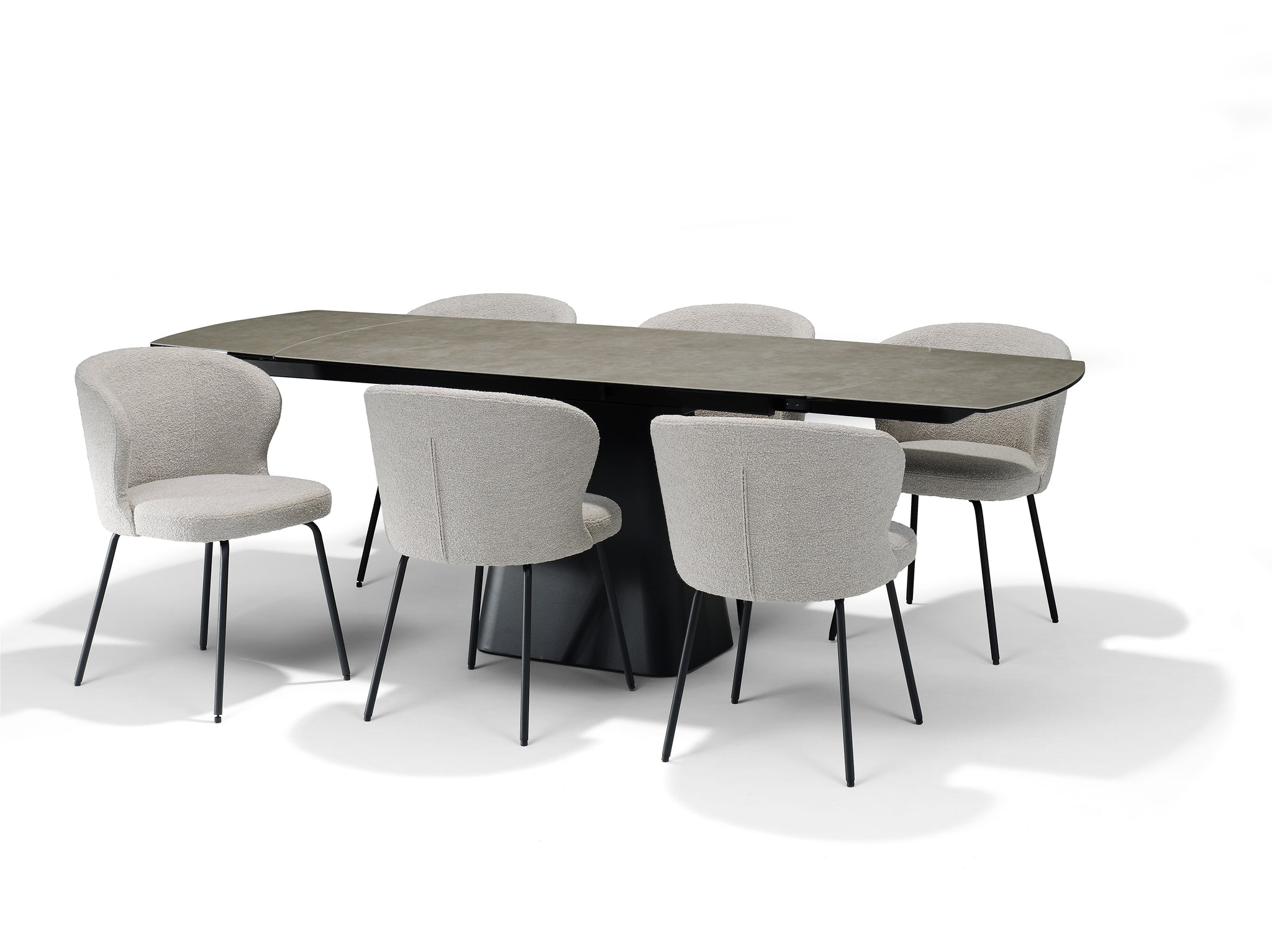 RICK Eettafel Glas-keramiek Taupe 160-240x90 Uitschuifbaar