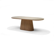 DELOS Eettafel Travertijn Deckstone 220x100 - Eiken naturel kolomvoet
