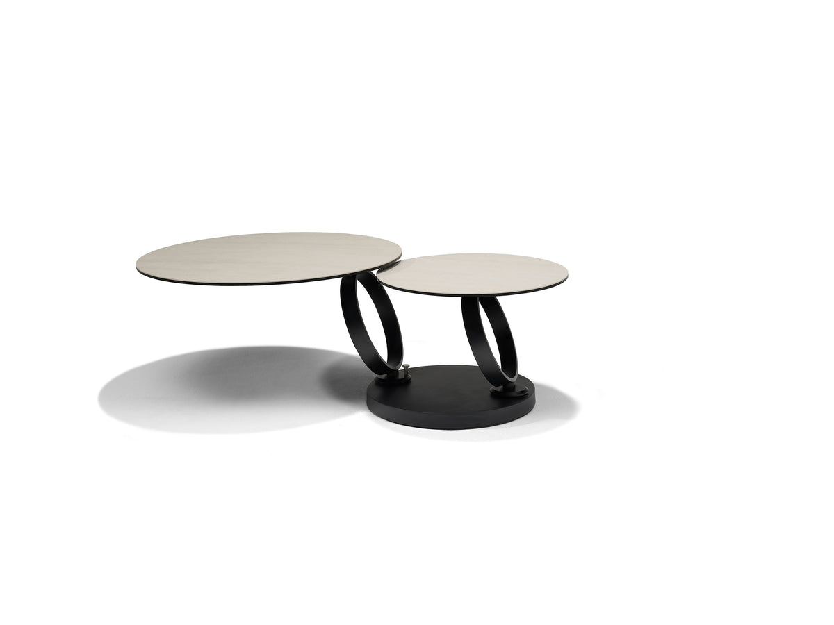 Orion salontafel B-5706 - travertijn glas-keramiek - 2 draaibare bladen