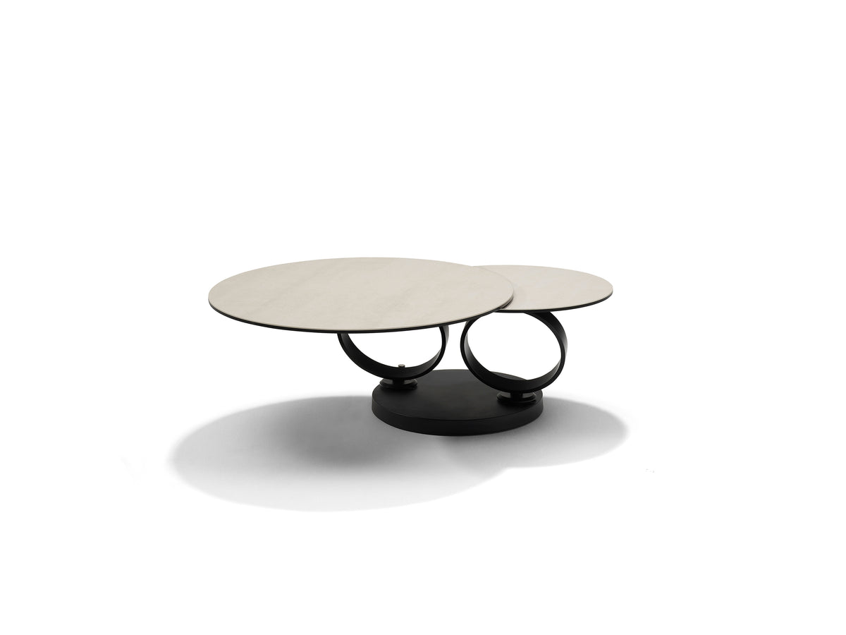 Orion salontafel B-5706 - travertijn glas-keramiek - 2 draaibare bladen