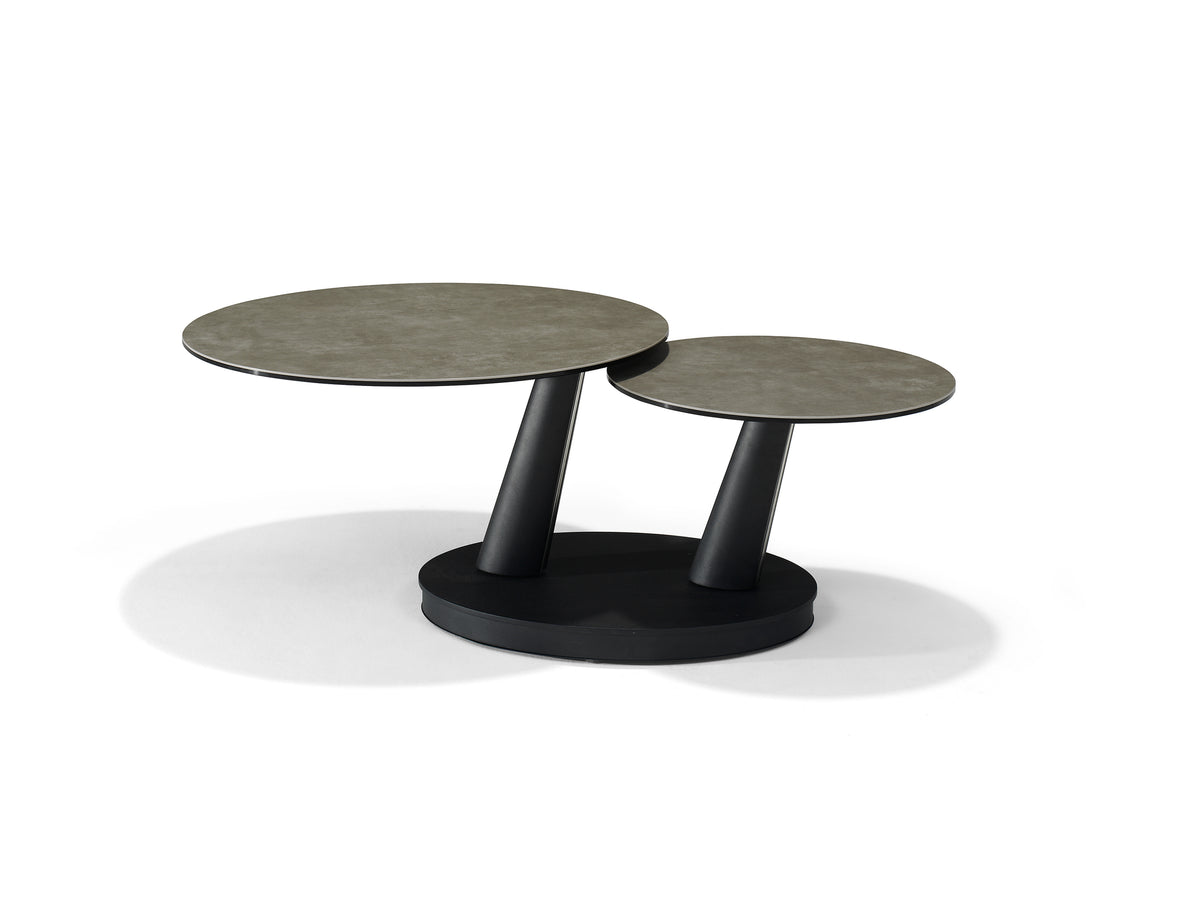 Antares Salontafel B-5712 - Taupe glas-keramiek - 2 draaibare bladen