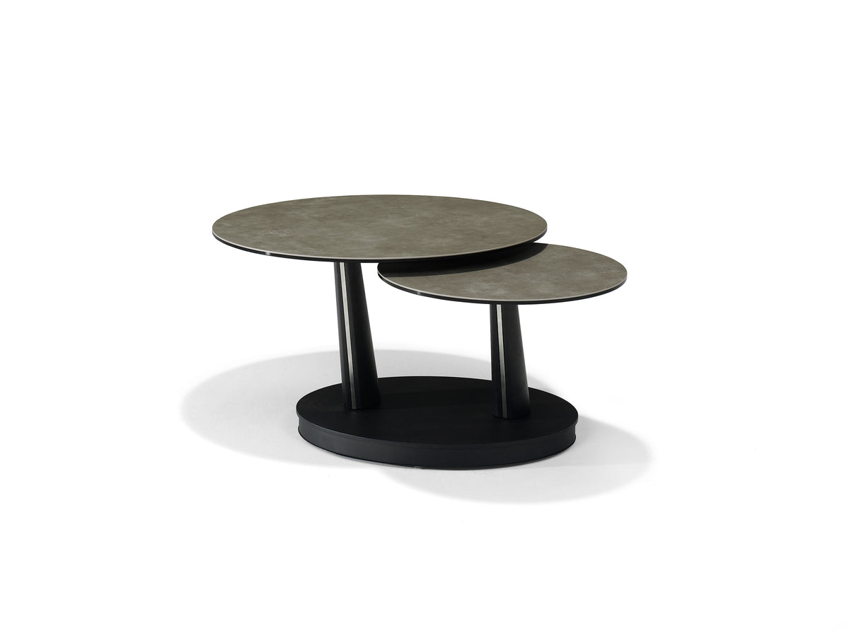 Antares Salontafel B-5712 - Taupe glas-keramiek - 2 draaibare bladen