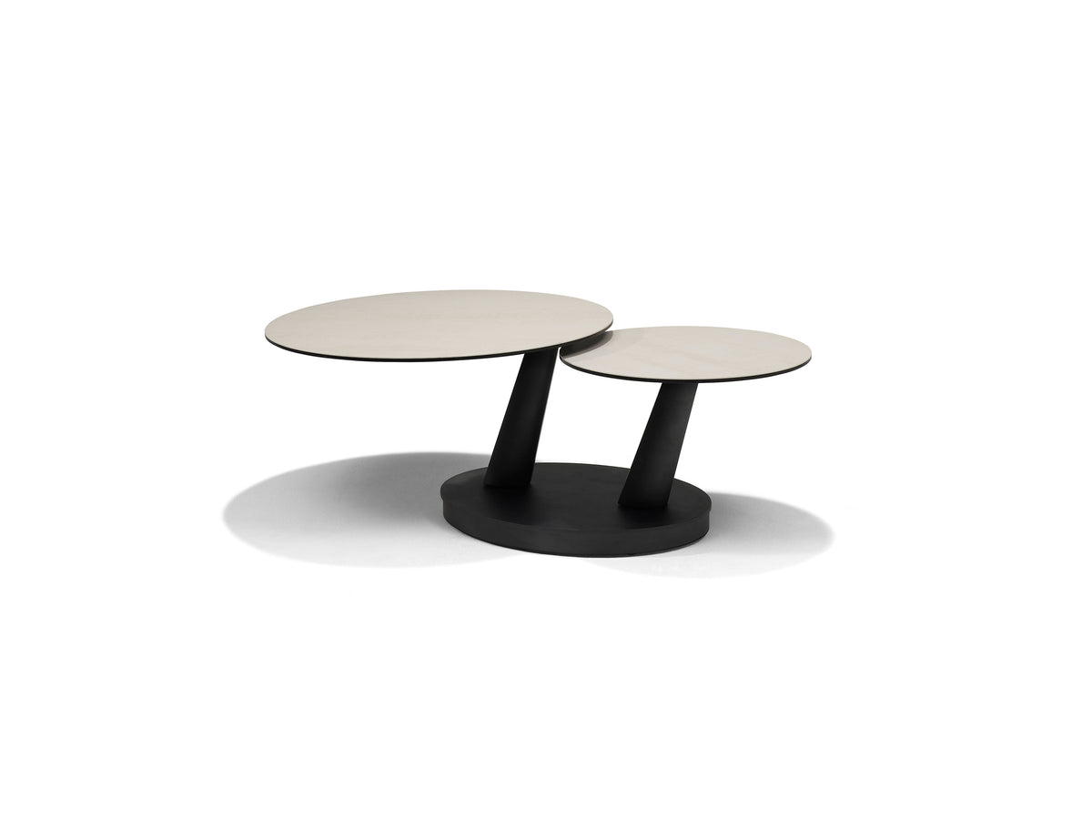 Antares Salontafel B-5712 - Travertijn-Glas-Keramiek - 2 Draaibare Bladen