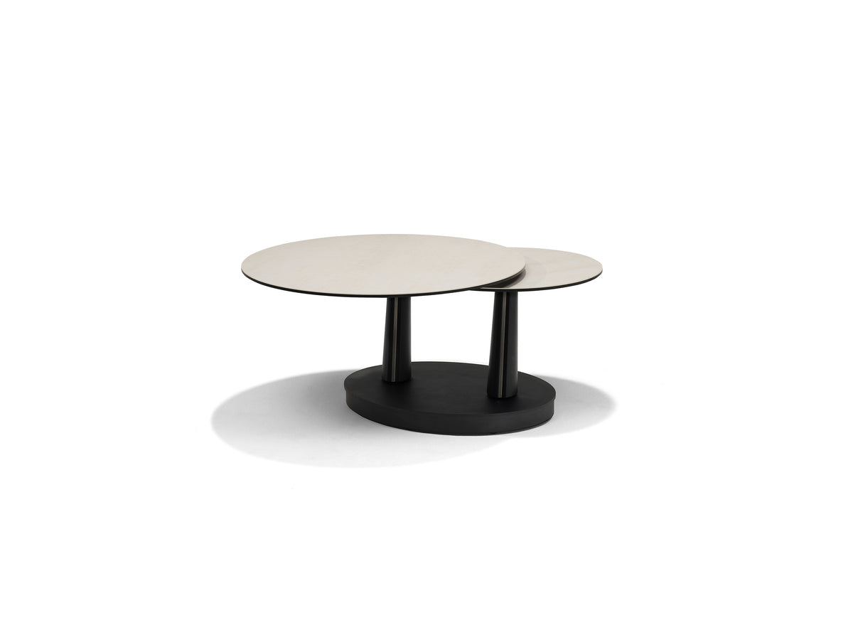 Antares Salontafel B-5712 - Travertijn-Glas-Keramiek - 2 Draaibare Bladen