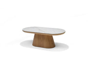 DELOS Salontafel Wit Deckstone 120x60 - Eiken naturel kolomvoet