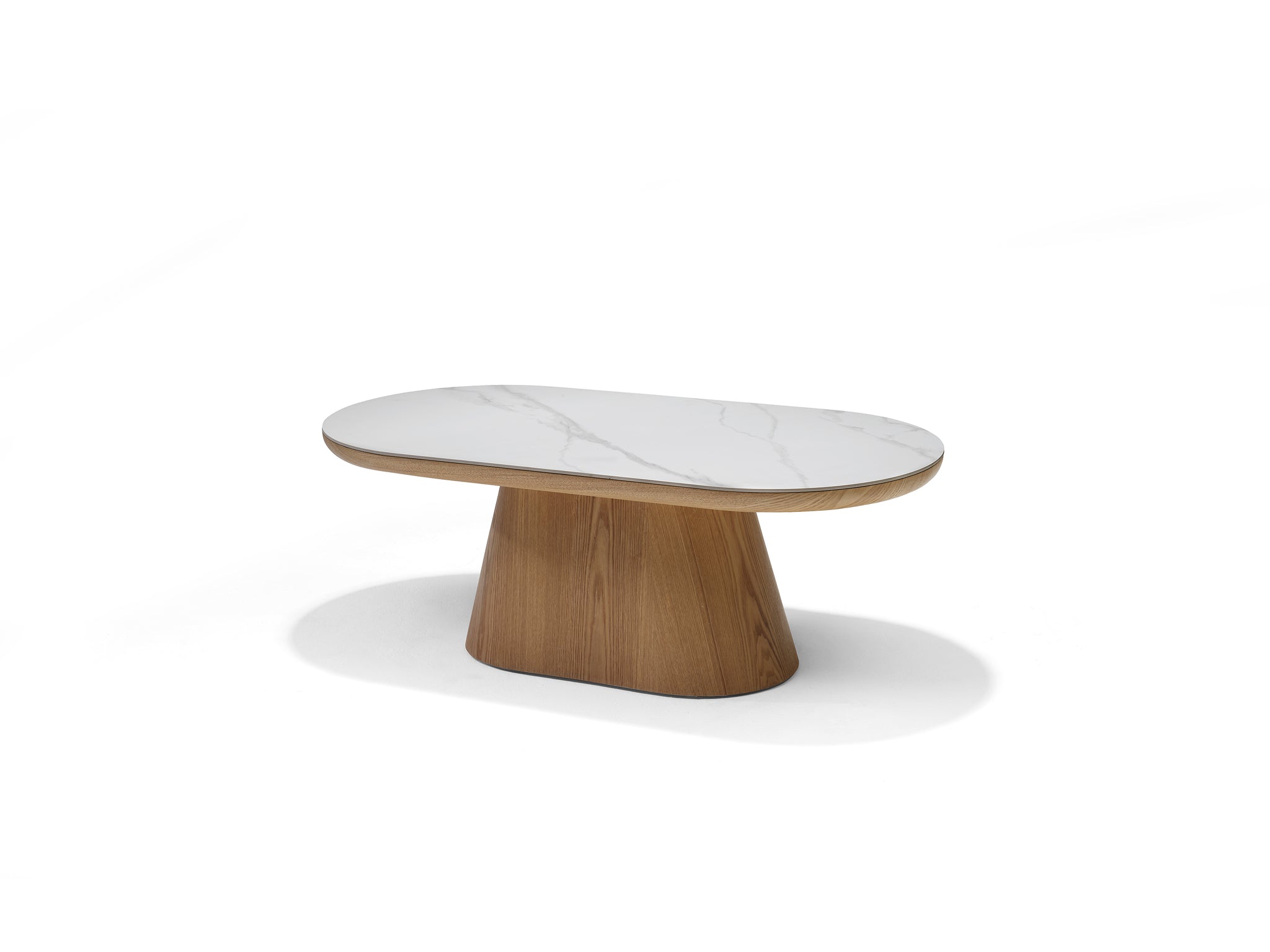 DELOS Salontafel Wit Deckstone 120x60 - Eiken naturel kolomvoet