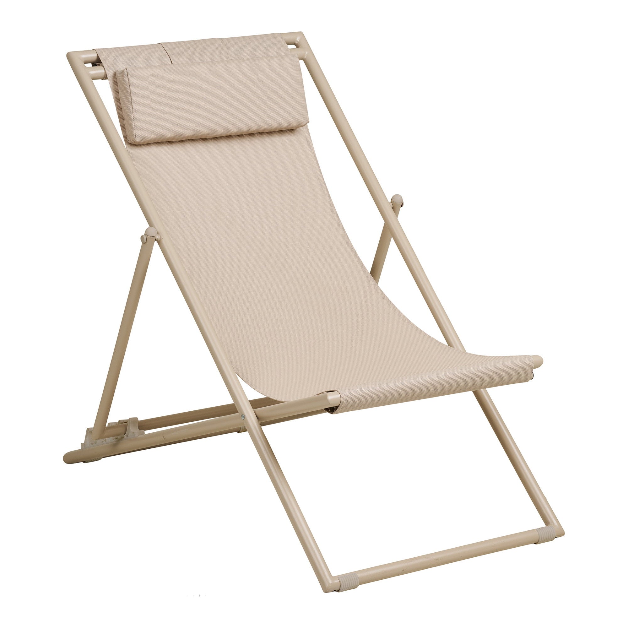 Curtis Beach Chair - Strandstoel met rugleuning in 4 standen, textilene/staal, taupe