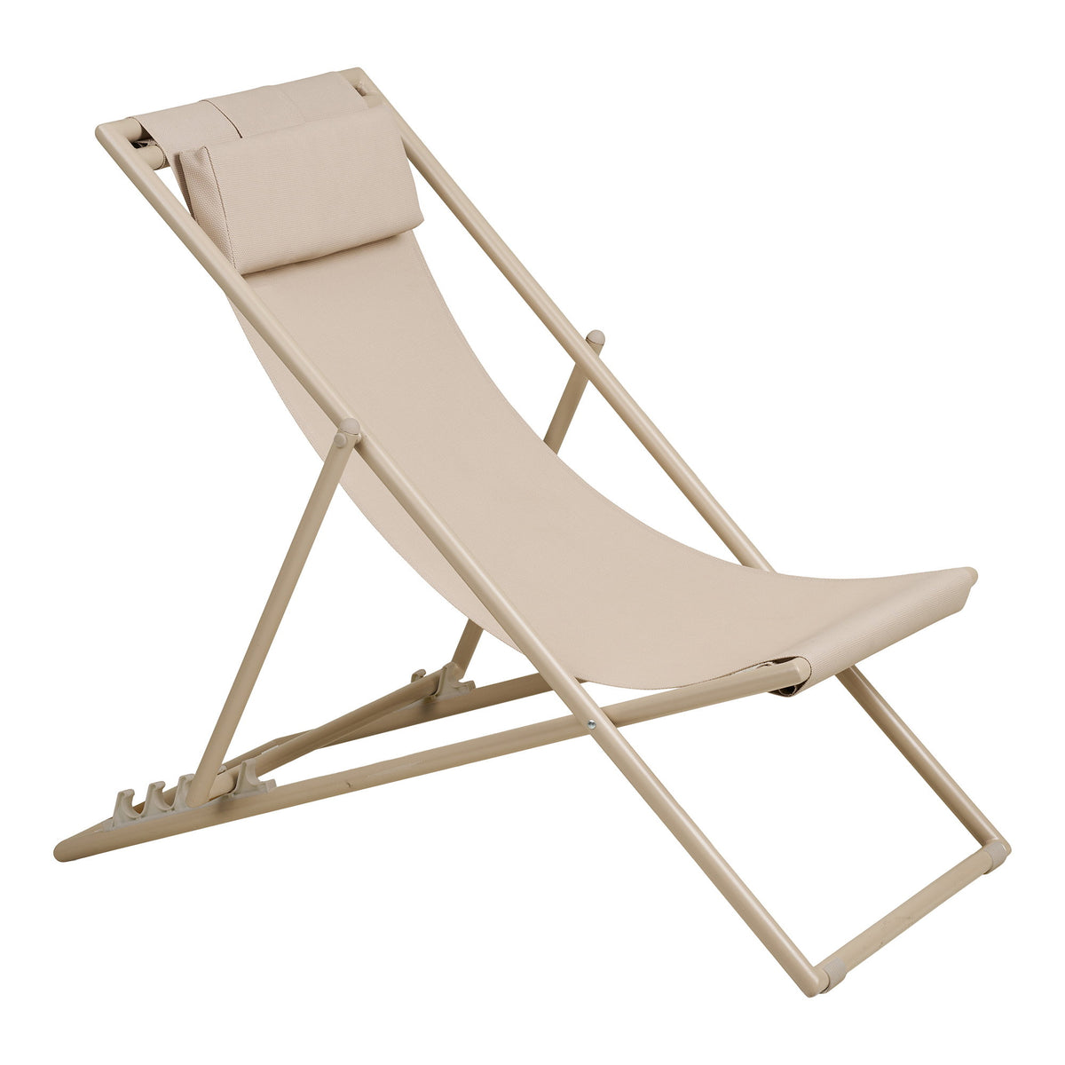 Curtis Beach Chair - Strandstoel met rugleuning in 4 standen, textilene/staal, taupe