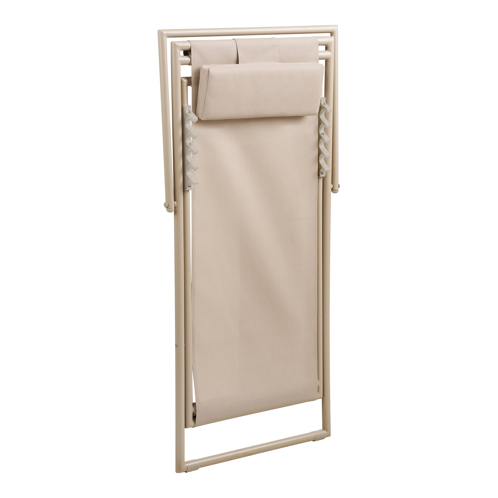 Curtis Beach Chair - Strandstoel met rugleuning in 4 standen, textilene/staal, taupe