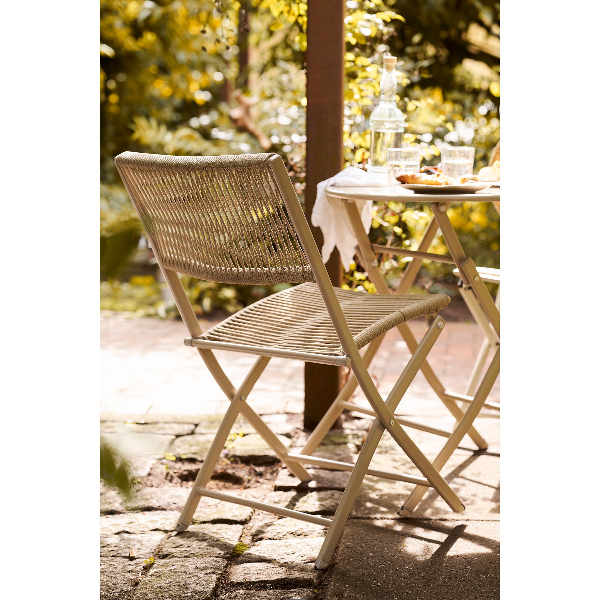 Arcas Bistro Set - bistroset, 2 stoelen en 1 tafel, polyester/staal, taupe