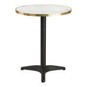 Bistrotafel - bistrotafel, marmerlook, wit met gouden rand, zwarte poten, aluminium ø60x73 cm