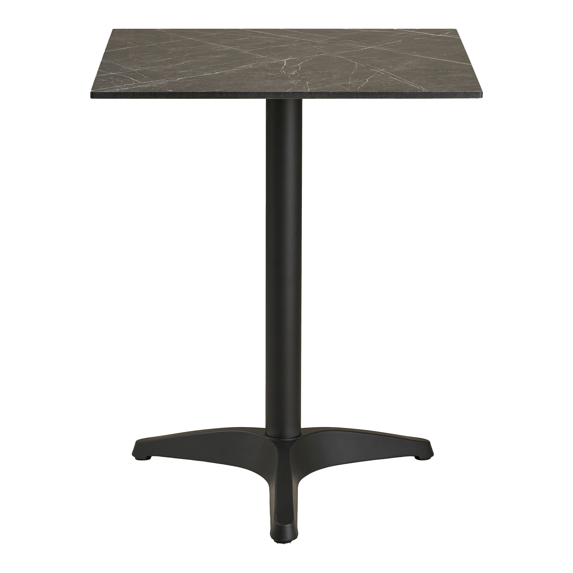 Bistrotafel - bistrotafel, marmerlook, donkergrijs, zwarte aluminium poten, 60x60x73 cm