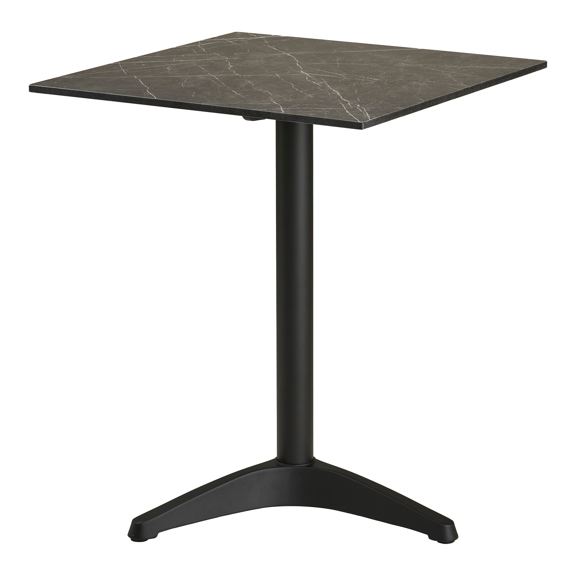 Bistrotafel - bistrotafel, marmerlook, donkergrijs, zwarte aluminium poten, 60x60x73 cm
