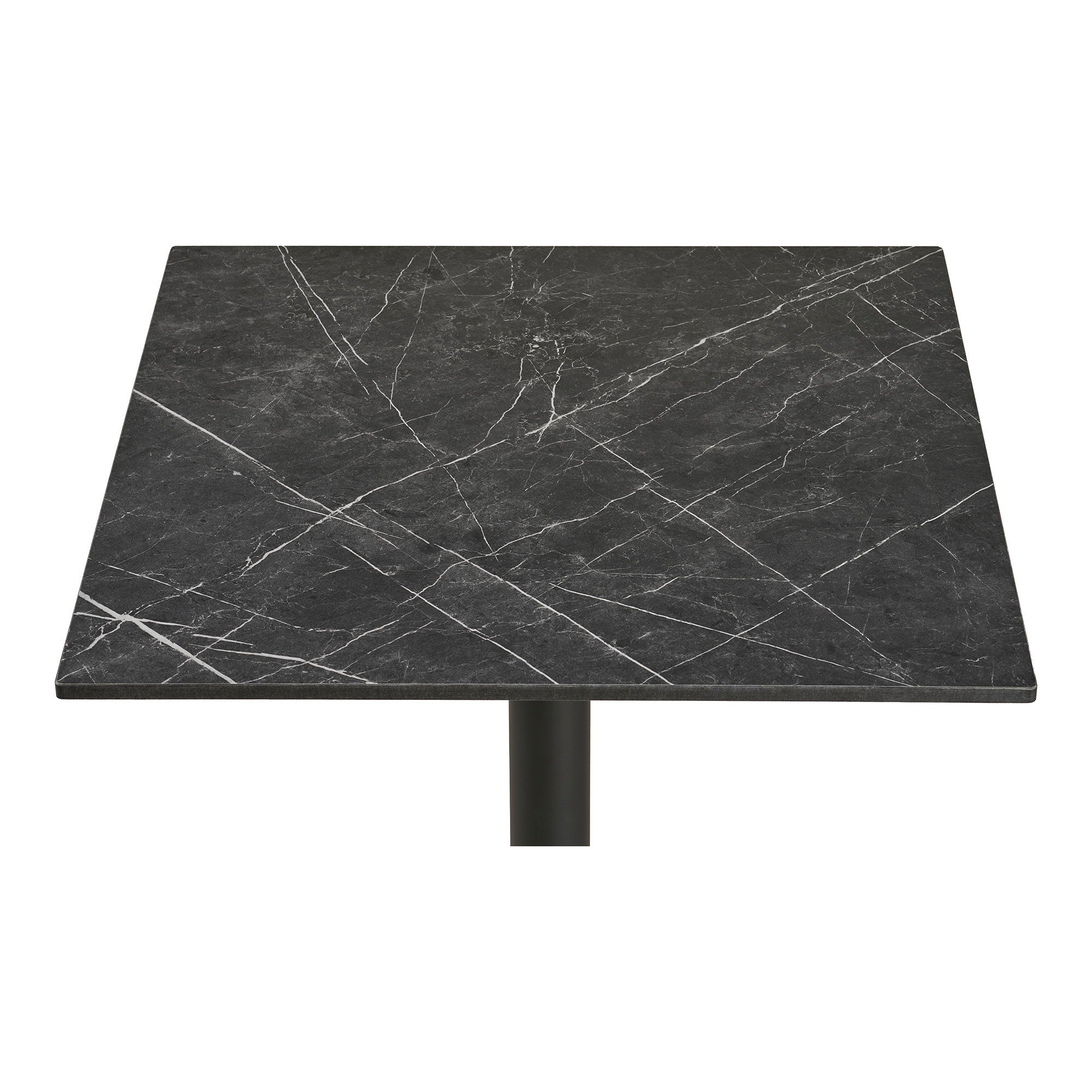 Bistrotafel - bistrotafel, marmerlook, donkergrijs, zwarte aluminium poten, 60x60x73 cm