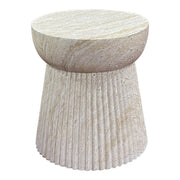 Bonn Bijzettafel - Bijzettafel, fiberclay met geribbelde structuur, naturel ø37x43 cm