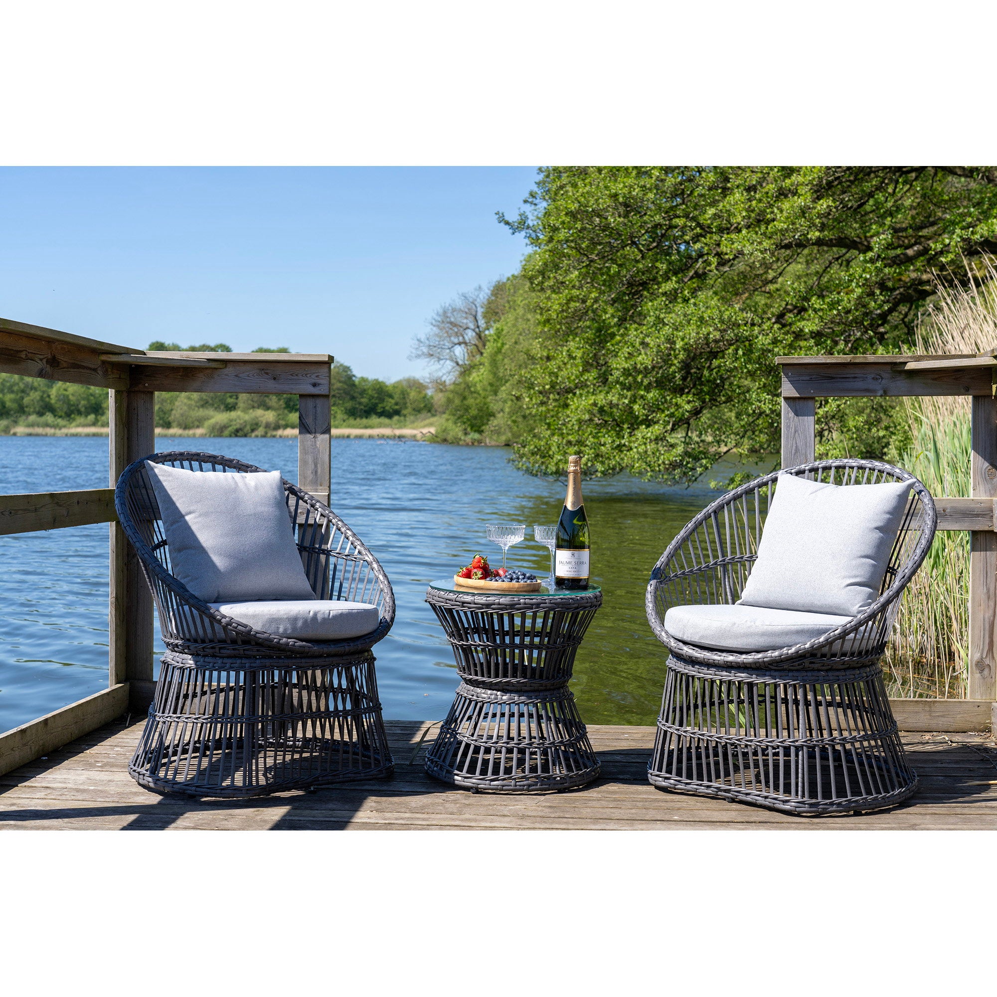 Natal Lounge Set - loungeset, rattan, grijs, incl. kussens