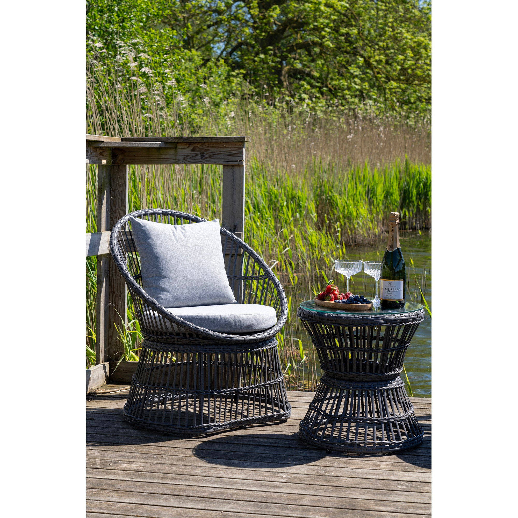 Natal Lounge Set - loungeset, rattan, grijs, incl. kussens