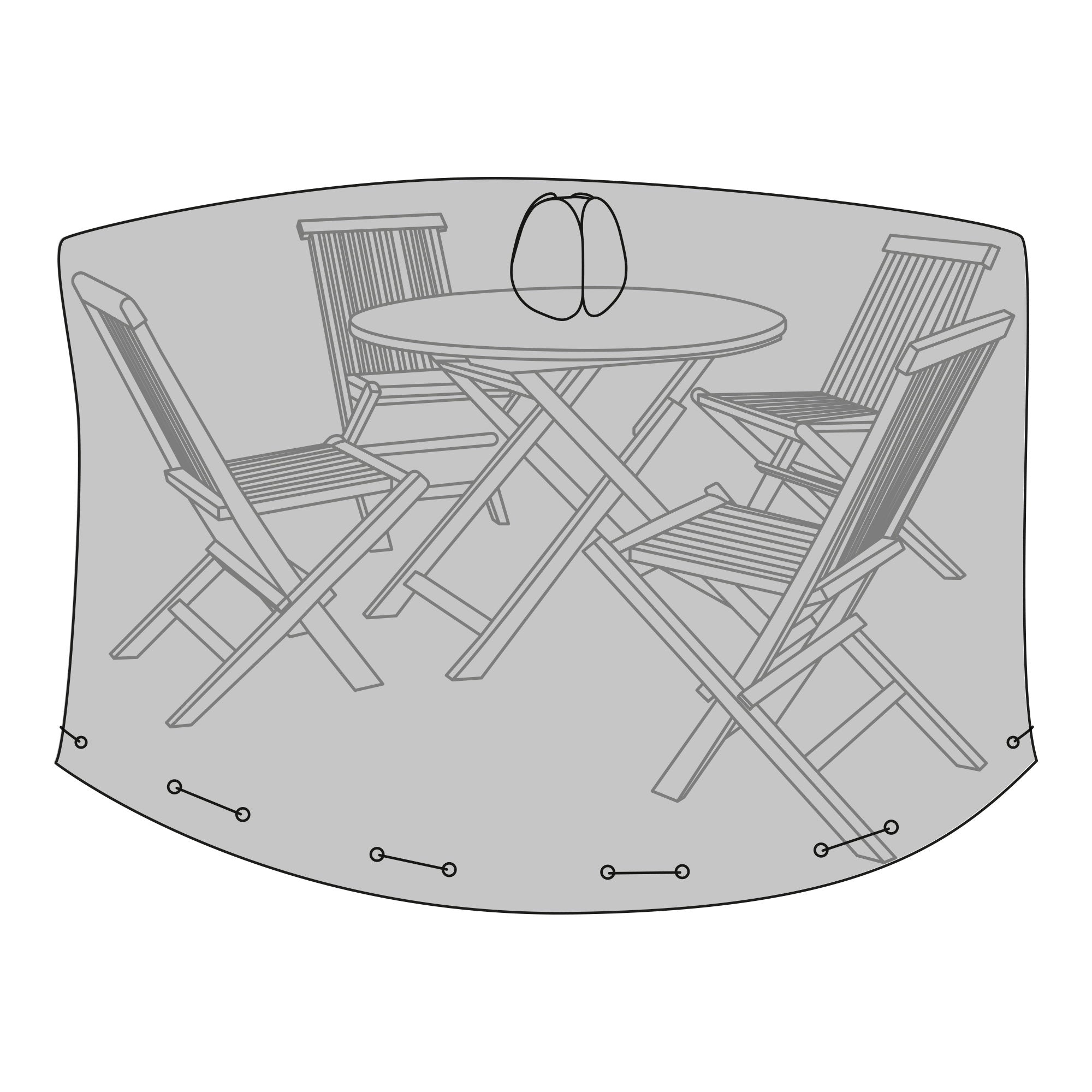 Luxe hoes - Luxe hoes voor ronde tafel 180 cm met 4 stoelen, 210 g/m2 600D polyester PU-gecoat, waterafstotend, zwart
