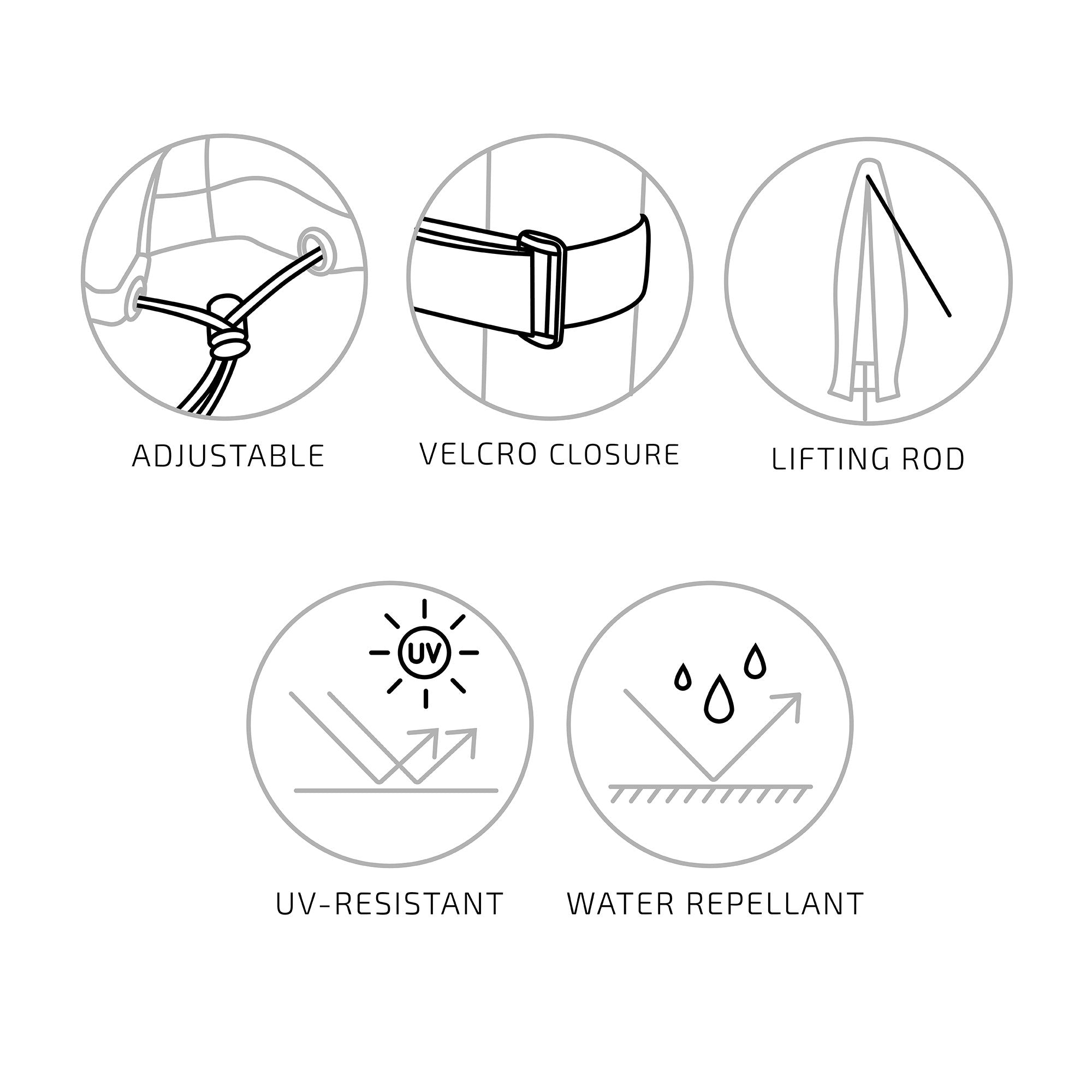 Luxe hoes - Luxe hoes voor marktparasol, 210 g/m² 600D polyester met PU-coating, waterafstotend, zwart