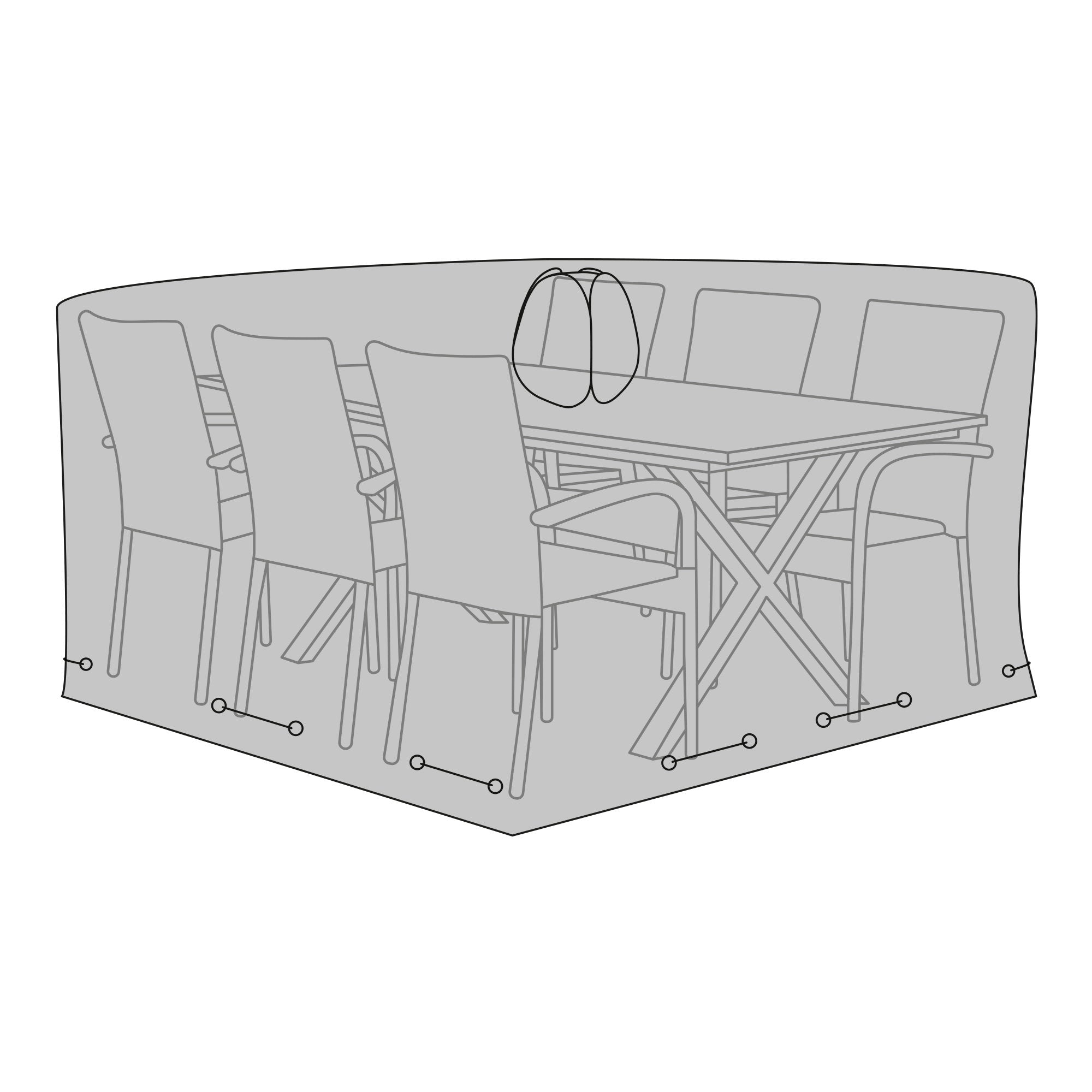 Luxury Cover - Luxe hoes voor tafel met 6 stoelen, 210 g/m², 600D polyester, PU-gecoat, waterafstotend, zwart