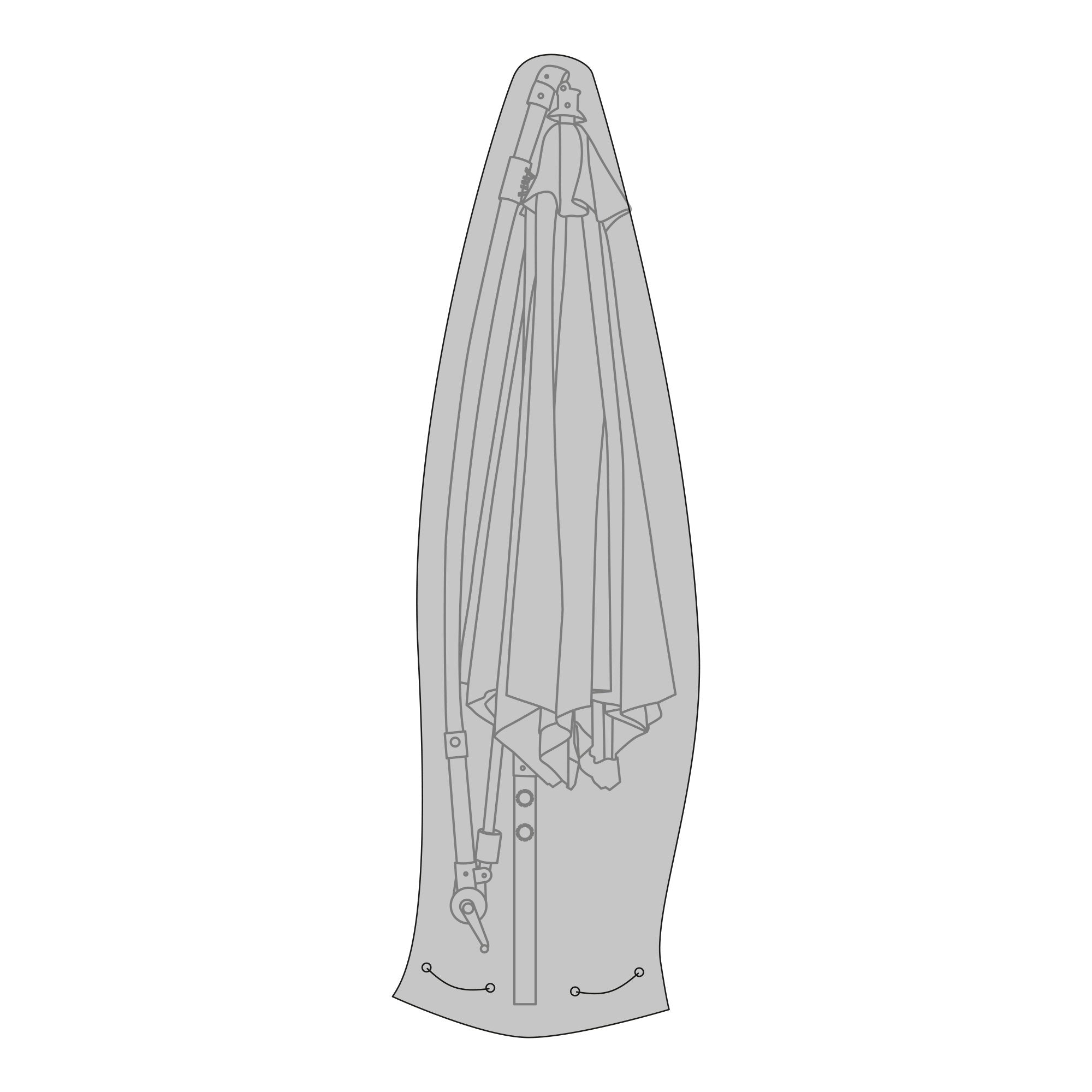 Luxe hoes - Luxe hoes voor hangparasol, 210 g/m² 600D polyester PU-gecoat, waterafstotend, zwart