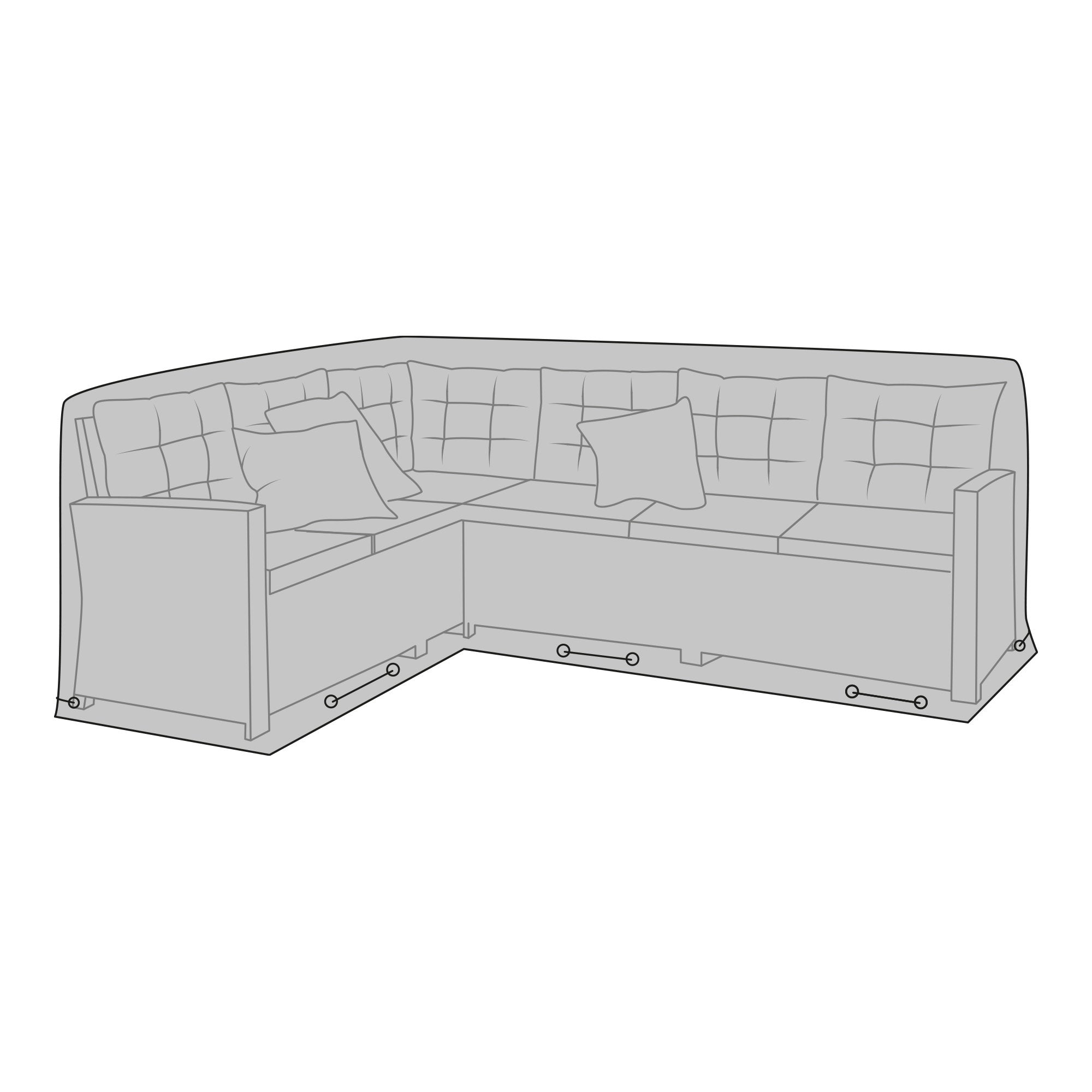 Luxe hoes - luxe hoes voor hoekopstelling (rechts- of linkszijdig), 210 g/m², 600D polyester, PU-gecoat, waterafstotend, zwart