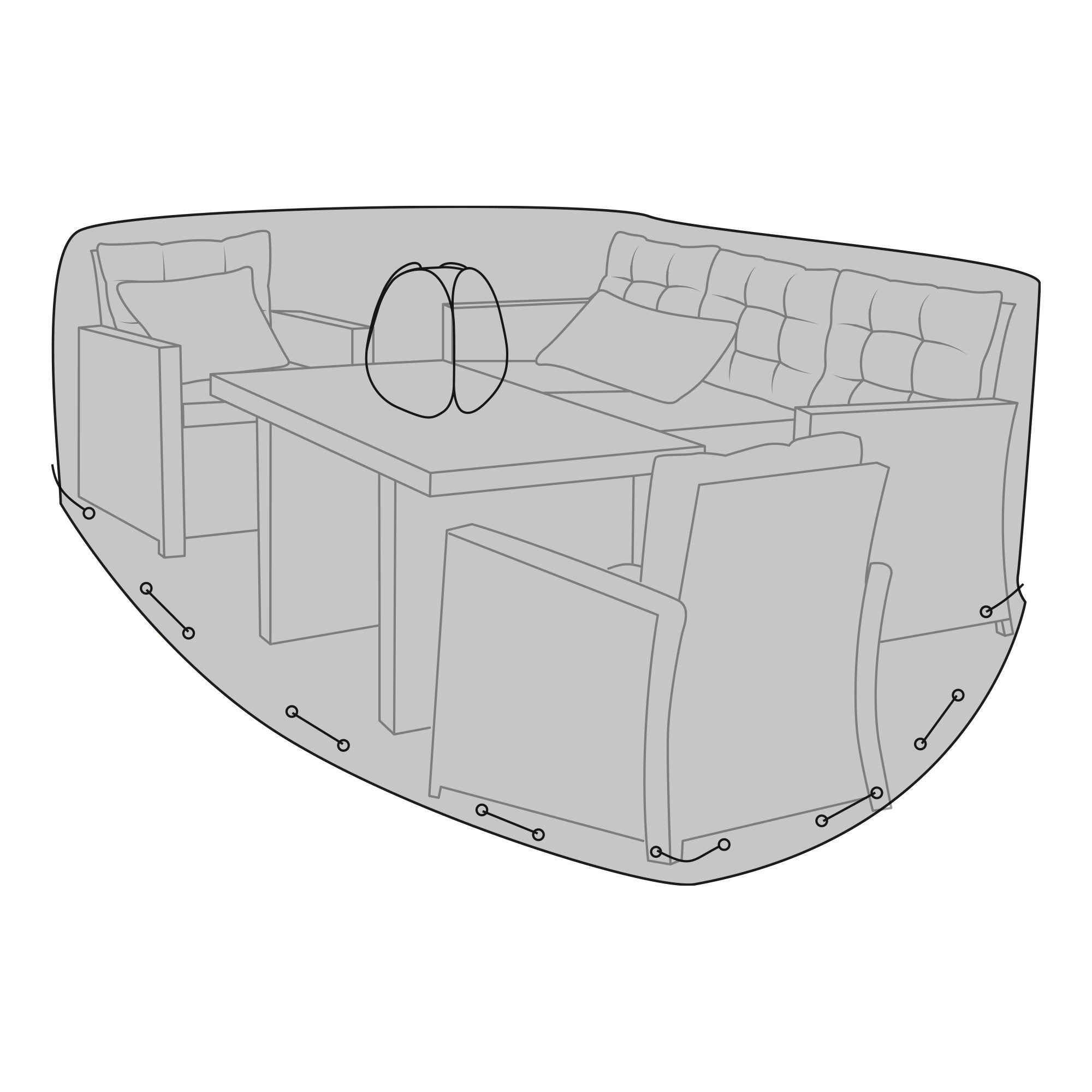 Luxe hoes - luxe hoes voor lounge- en bankstellen, 210 g/m² 600D polyester (PU-gecoat), waterafstotend, zwart