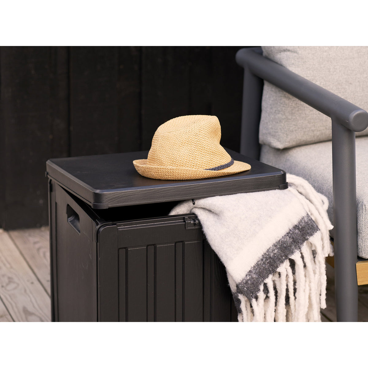 Sobra Kussenbox, plastic, zwart, 42,8x42,8x46,4 cm, 76 L