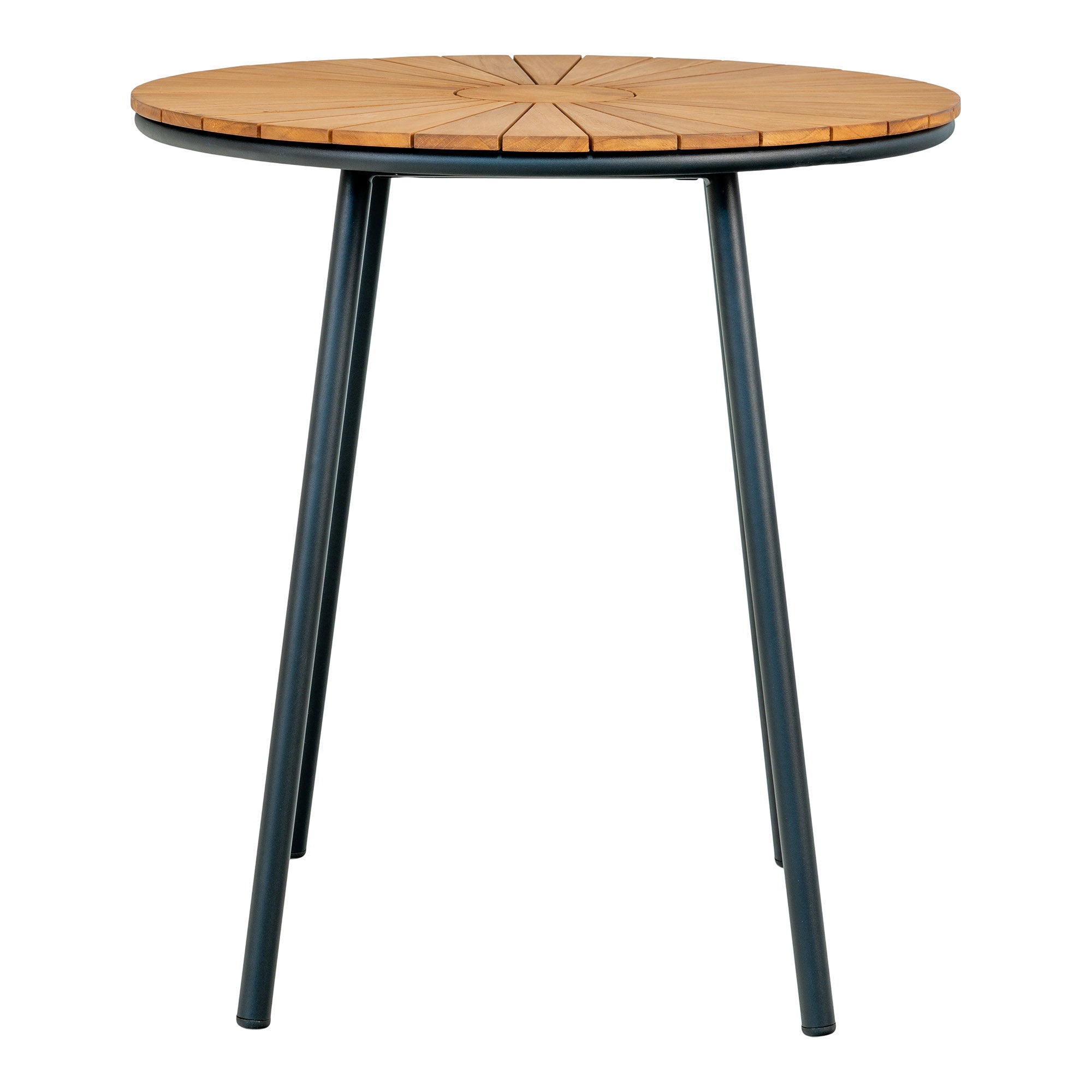 Cleveland Bistrotafel - bistrotafel, teakhouten tafelblad, naturel, zwarte poten ø70 x 74 cm