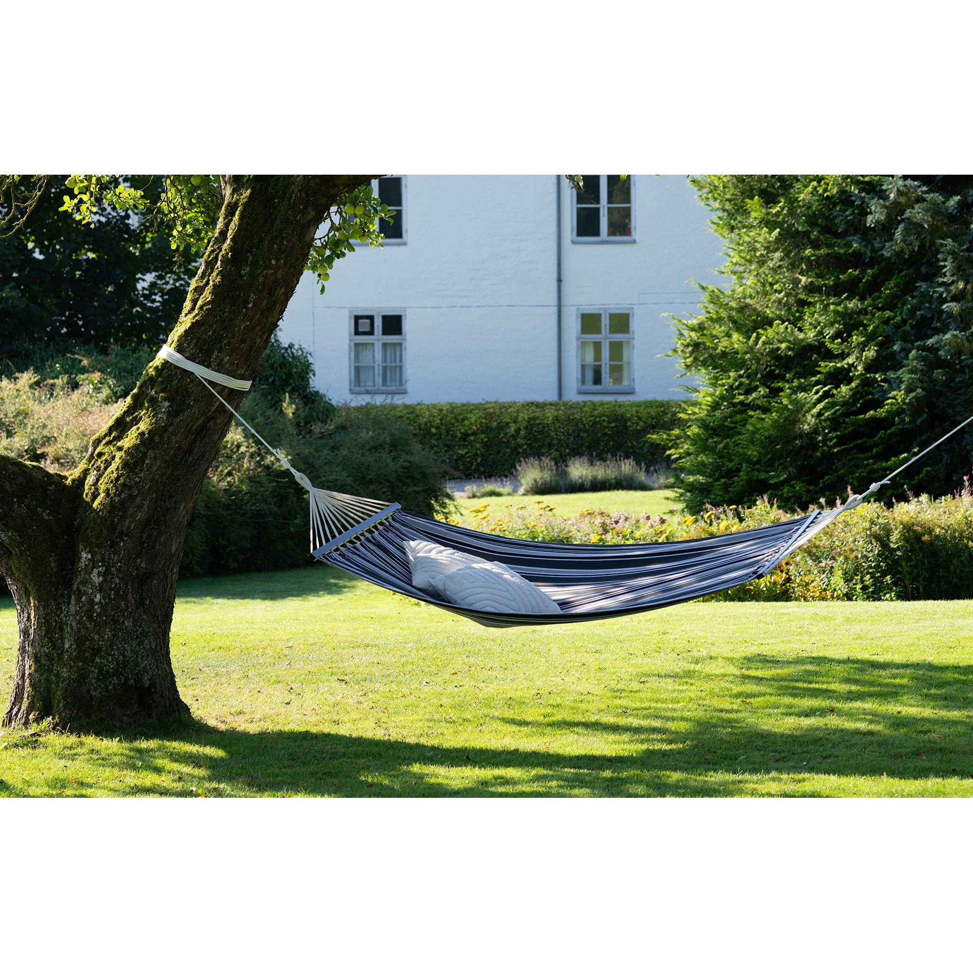 Lamia Hangmat - Hangmat, polyester/katoen, lariks, zwart/grijs/wit