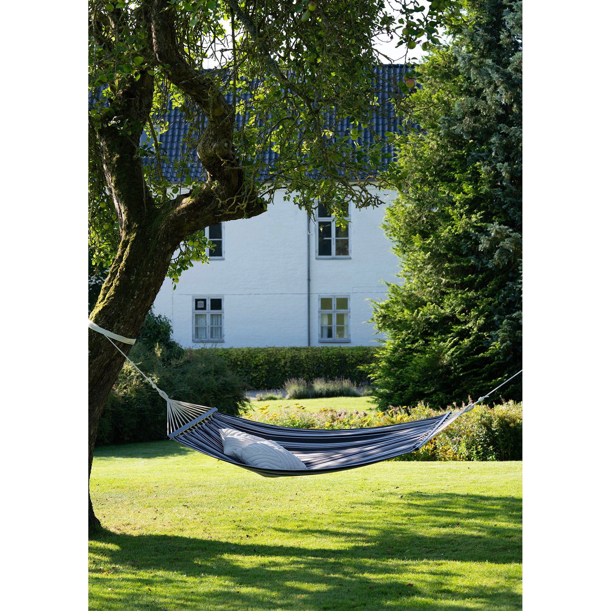 Lamia Hangmat - Hangmat, polyester/katoen, lariks, zwart/grijs/wit