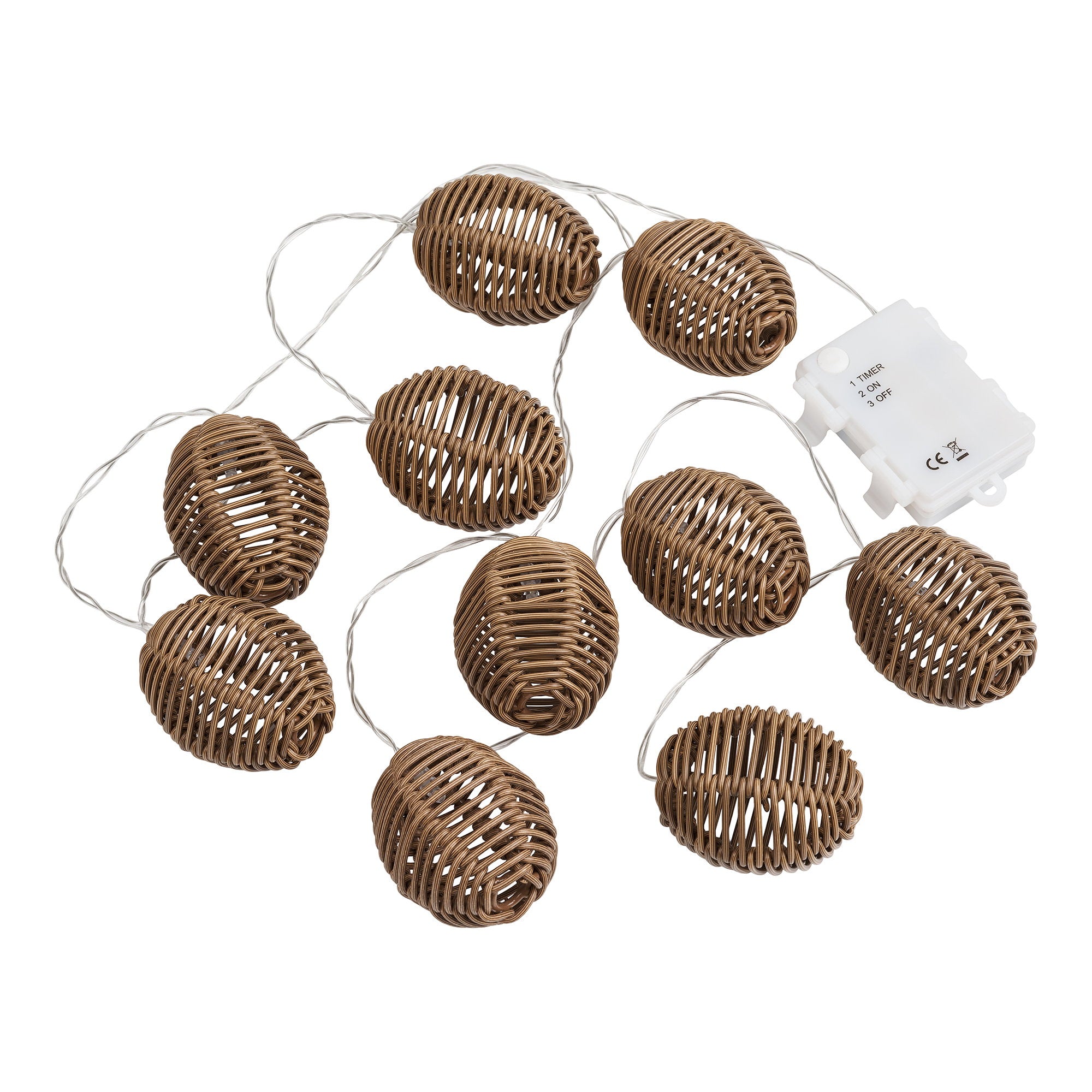 Carlisle LED String Light - Lichtsnoer, polyrattan/metaal, naturel/zwart