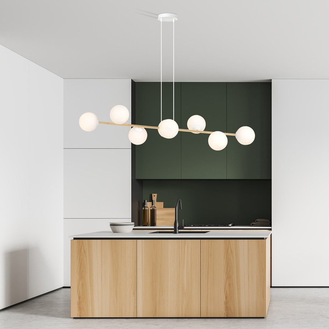 Hanglamp - GRAVITY 8 WIT GOUD