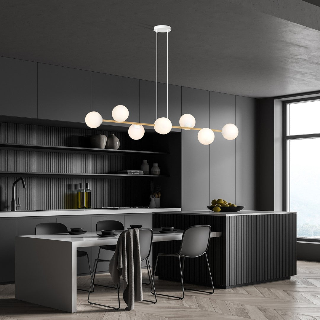 Hanglamp - GRAVITY 8 WIT GOUD
