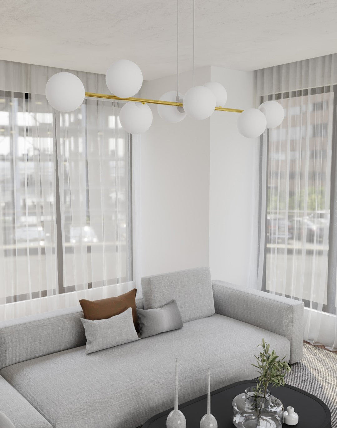 Hanglamp - GRAVITY 8 WIT GOUD