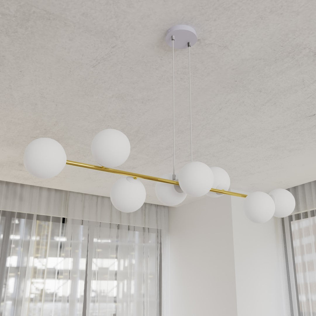 Hanglamp - GRAVITY 8 WIT GOUD