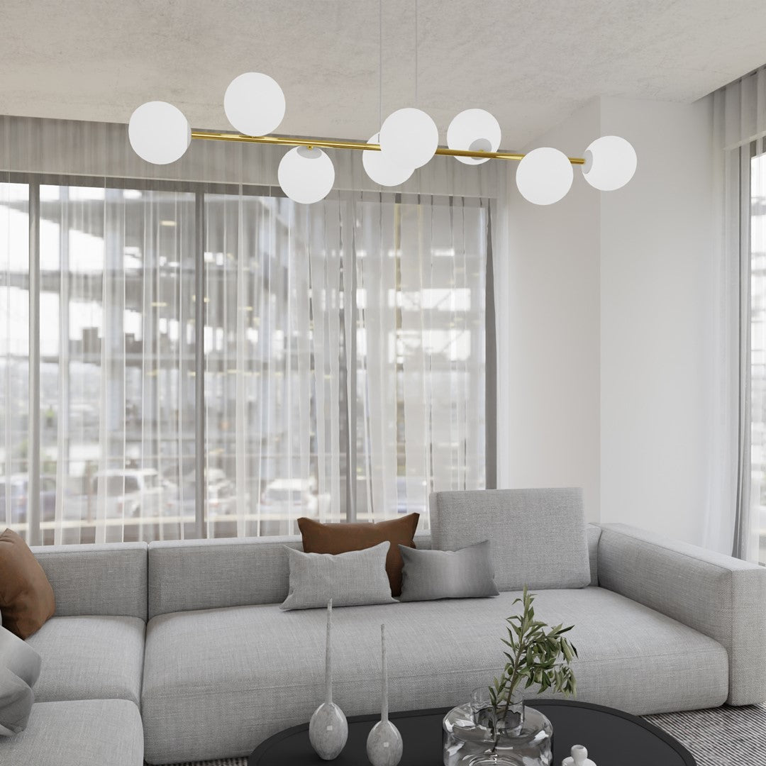 Hanglamp - GRAVITY 8 WIT GOUD