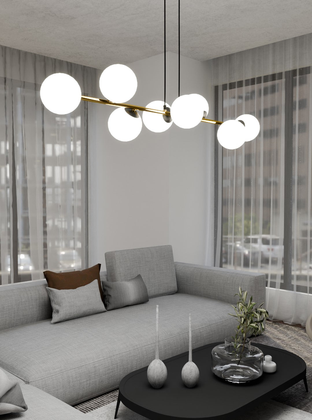Hanglamp - GRAVITY 8 BL OPAAL