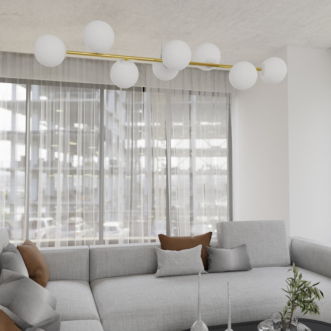 Hanglamp - GRAVITY 8 WIT GOUD