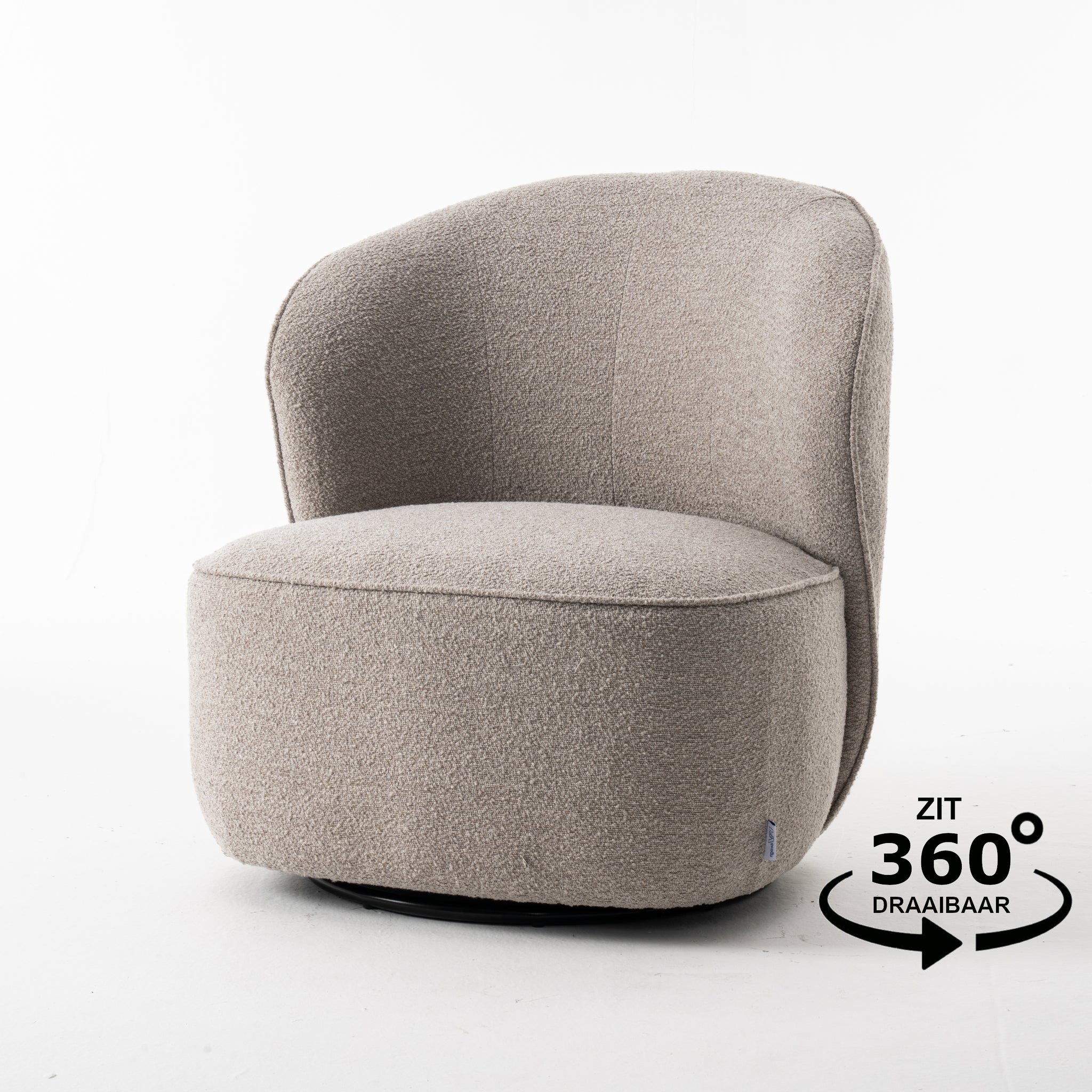 Sammy draaifauteuil stof teddy #01 naturel