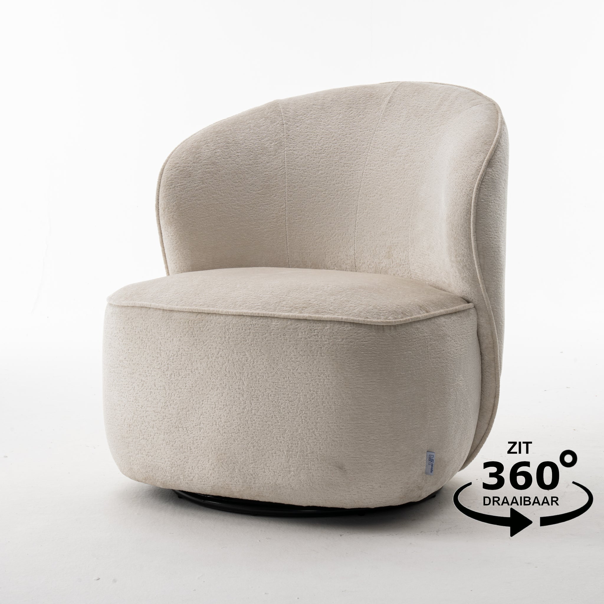 Sammy Draaifauteuil Stof Loris nr. 01 Crème