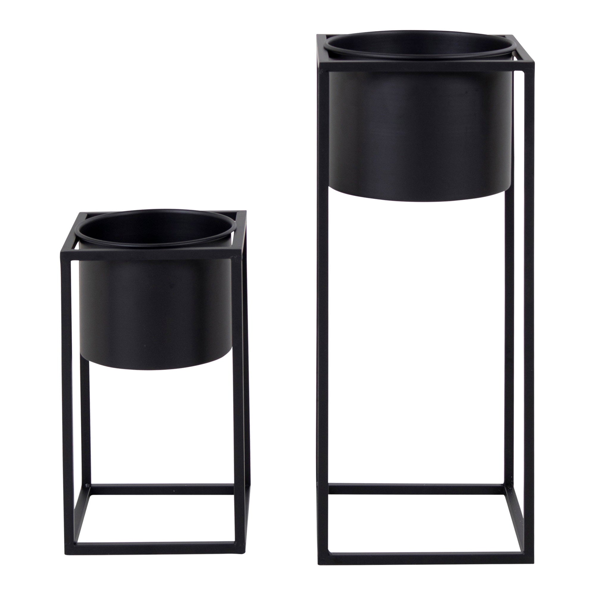 Marla Flowerpots - Bloempotten, staal, zwart, set van 2