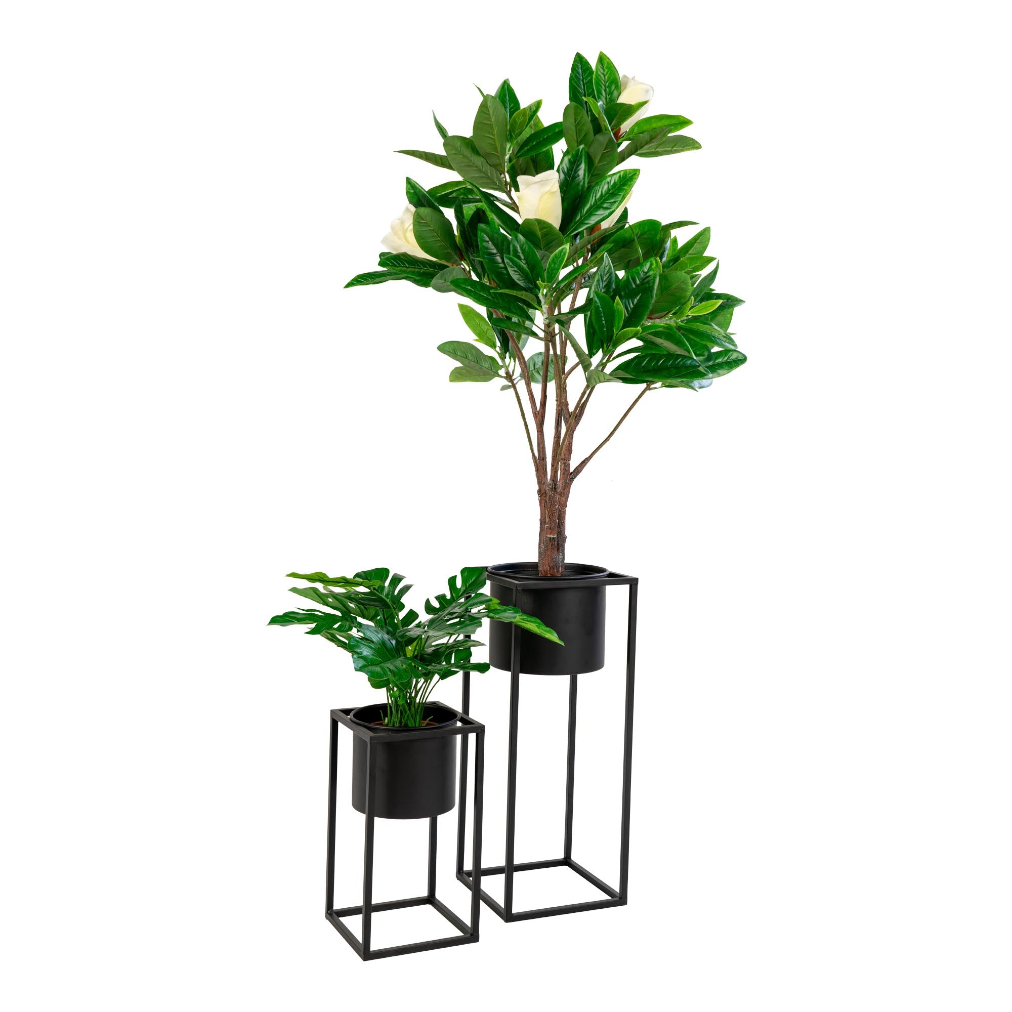 Marla Flowerpots - Bloempotten, staal, zwart, set van 2