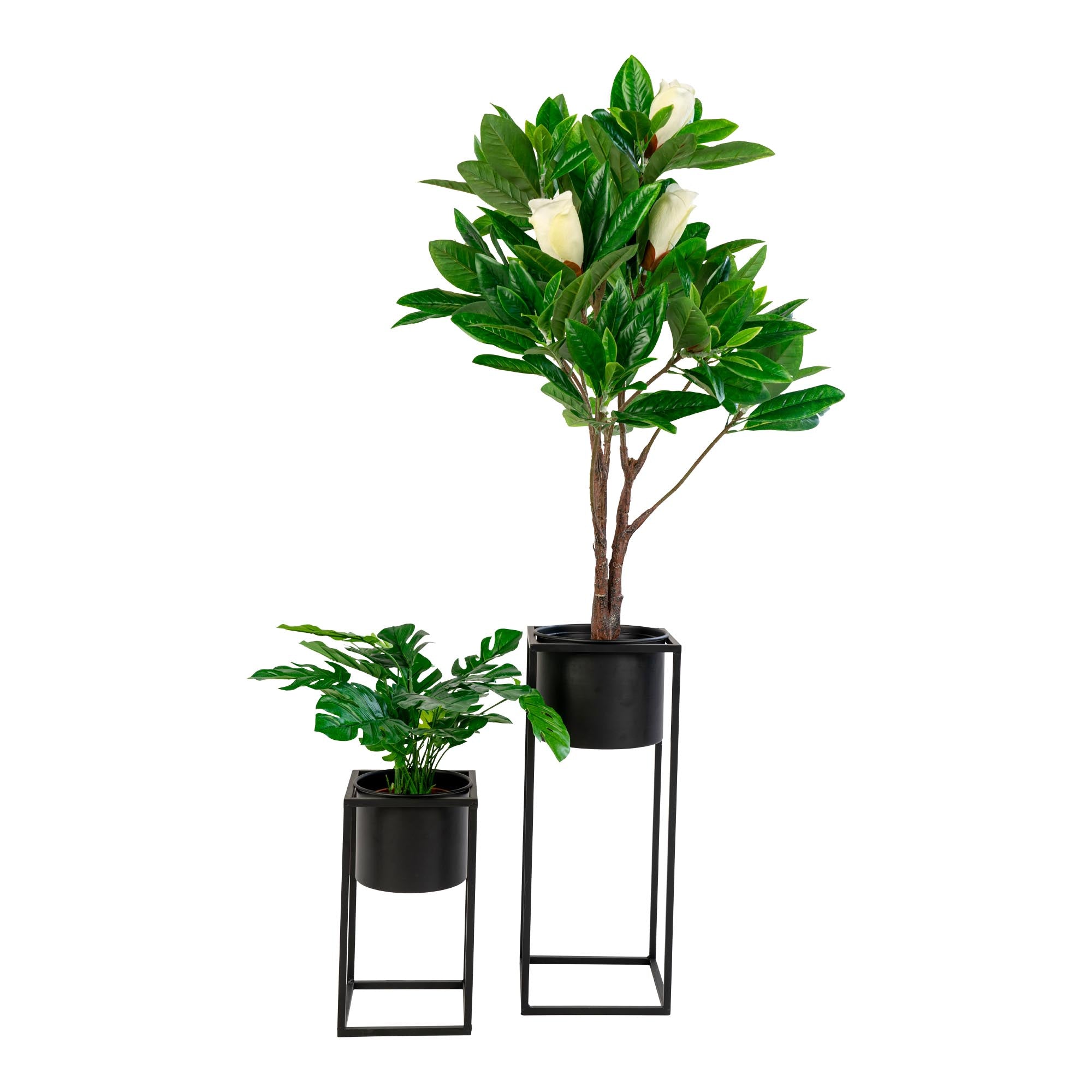 Marla Flowerpots - Bloempotten, staal, zwart, set van 2