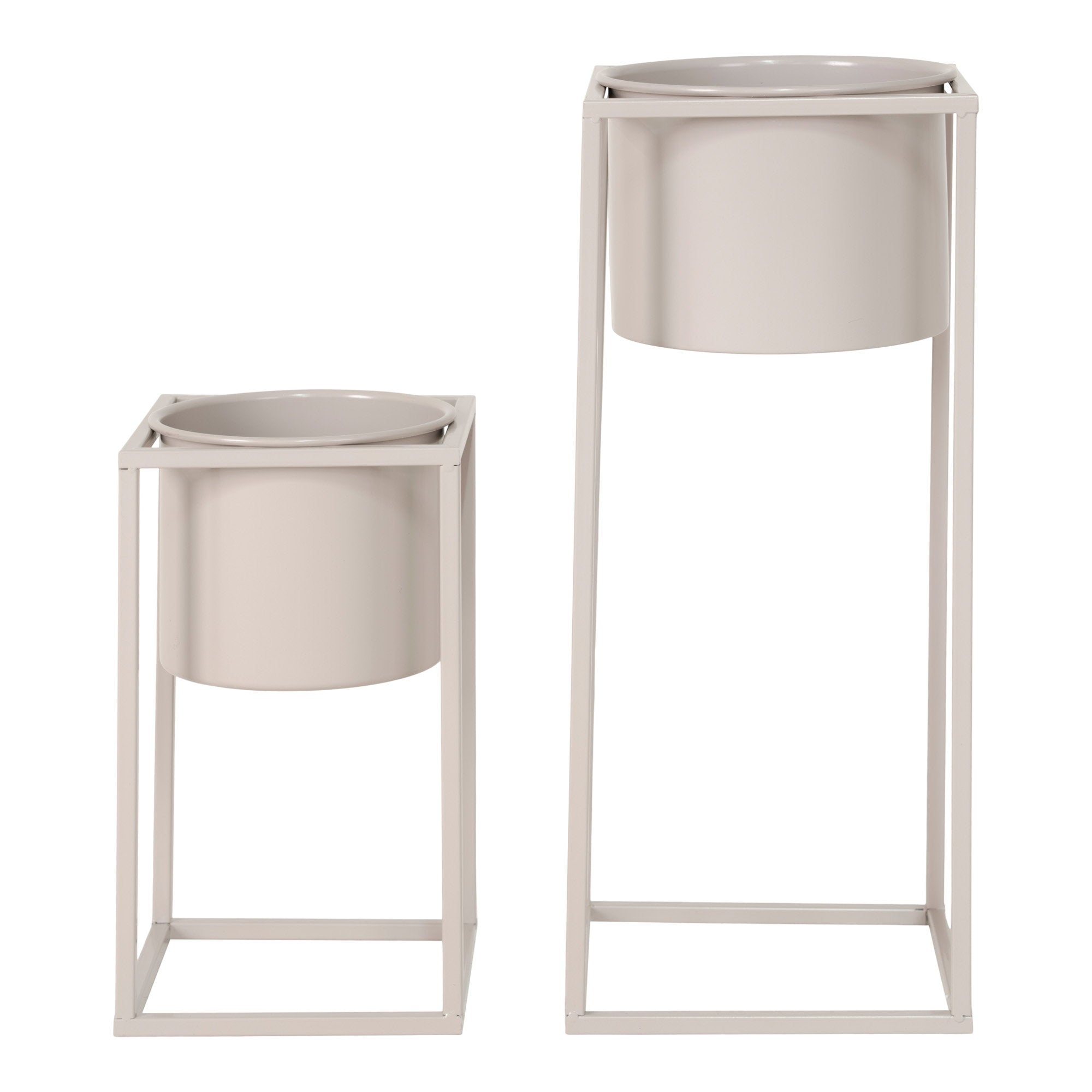 Marla Flowerpots - stalen bloempotten, beige-grijs, set van 2