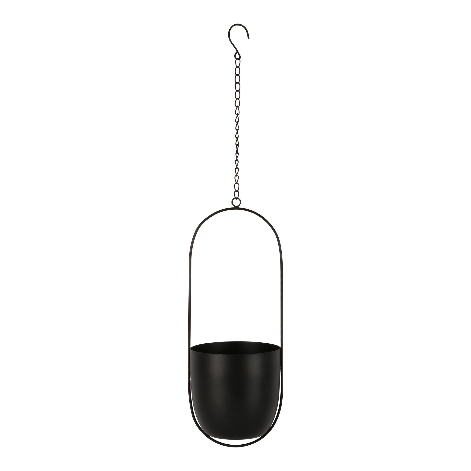 Celle Hangende bloempot - Hangende bloempot, metaal, zwart 15,5x14,5x37,5 cm