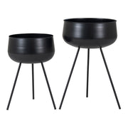 Ardola Flowerpots - bloempotten, staal, zwart, set van 2