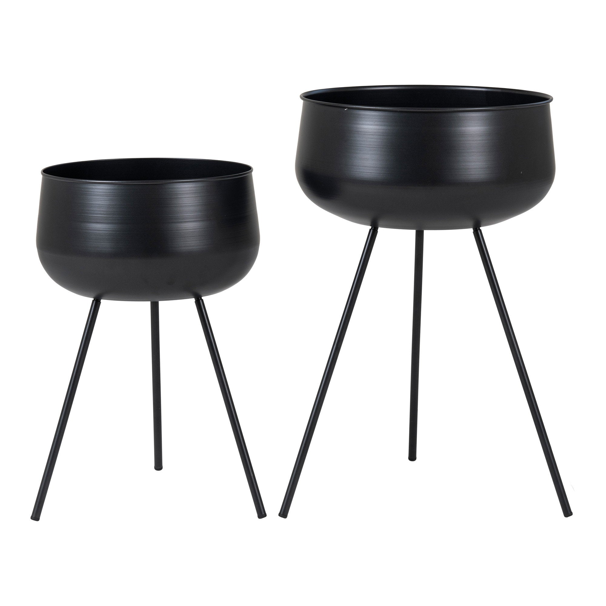 Ardola Flowerpots - bloempotten, staal, zwart, set van 2