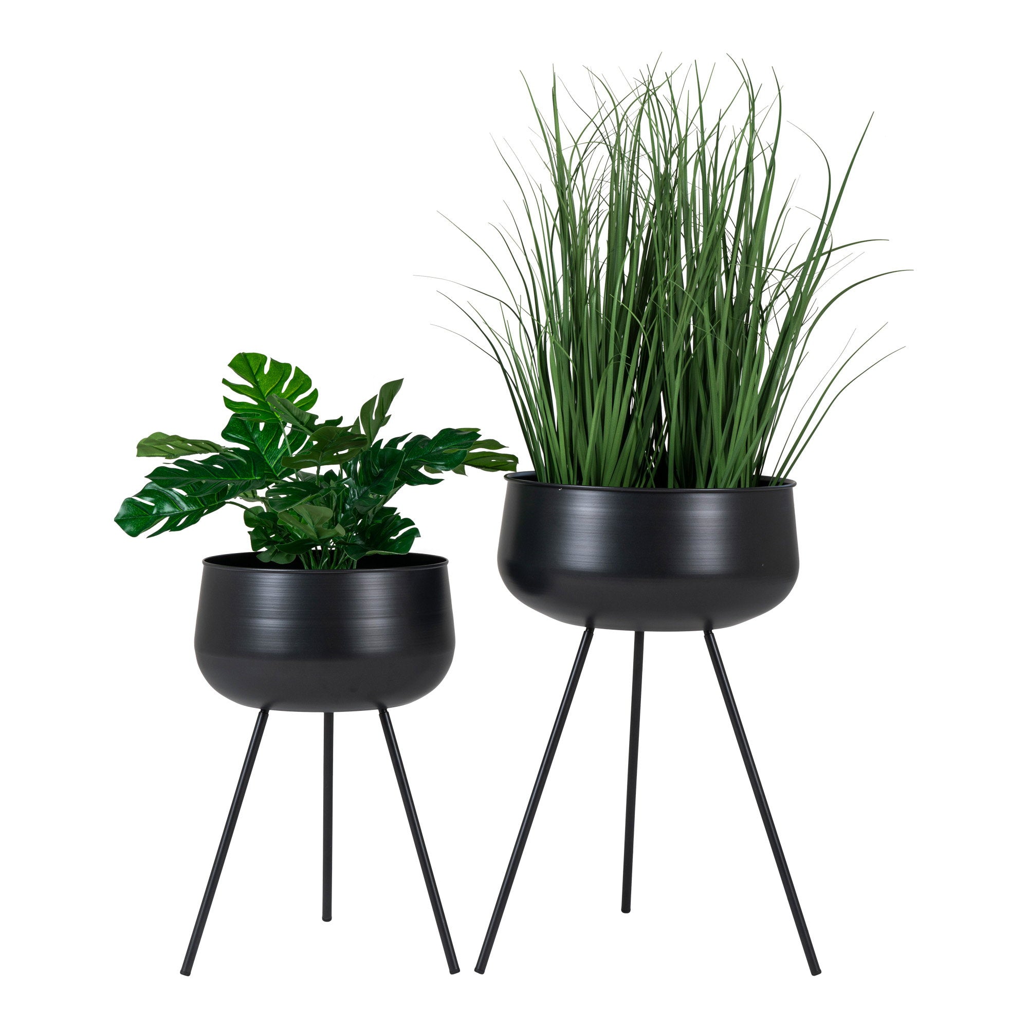 Ardola Flowerpots - bloempotten, staal, zwart, set van 2